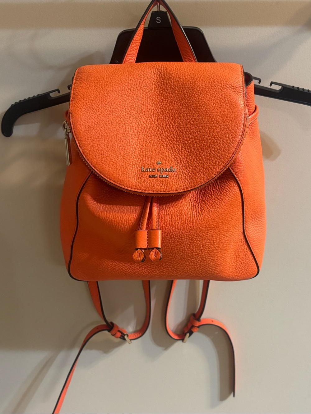 Kate Spade Orange Pebbled Leather Backpack